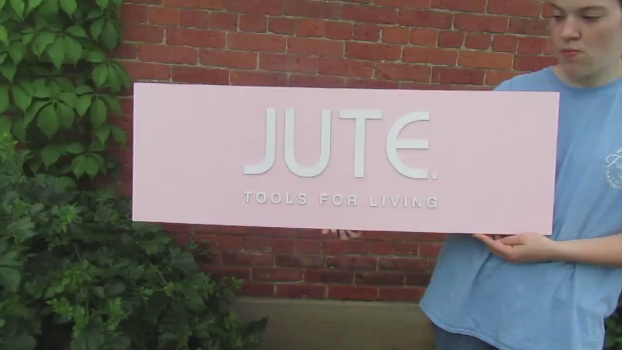 Custom Business Logo Sign: Pink Rectangle Wooden Office Signage