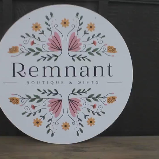 Custom Logo Wood Sign: Round Small Business Display