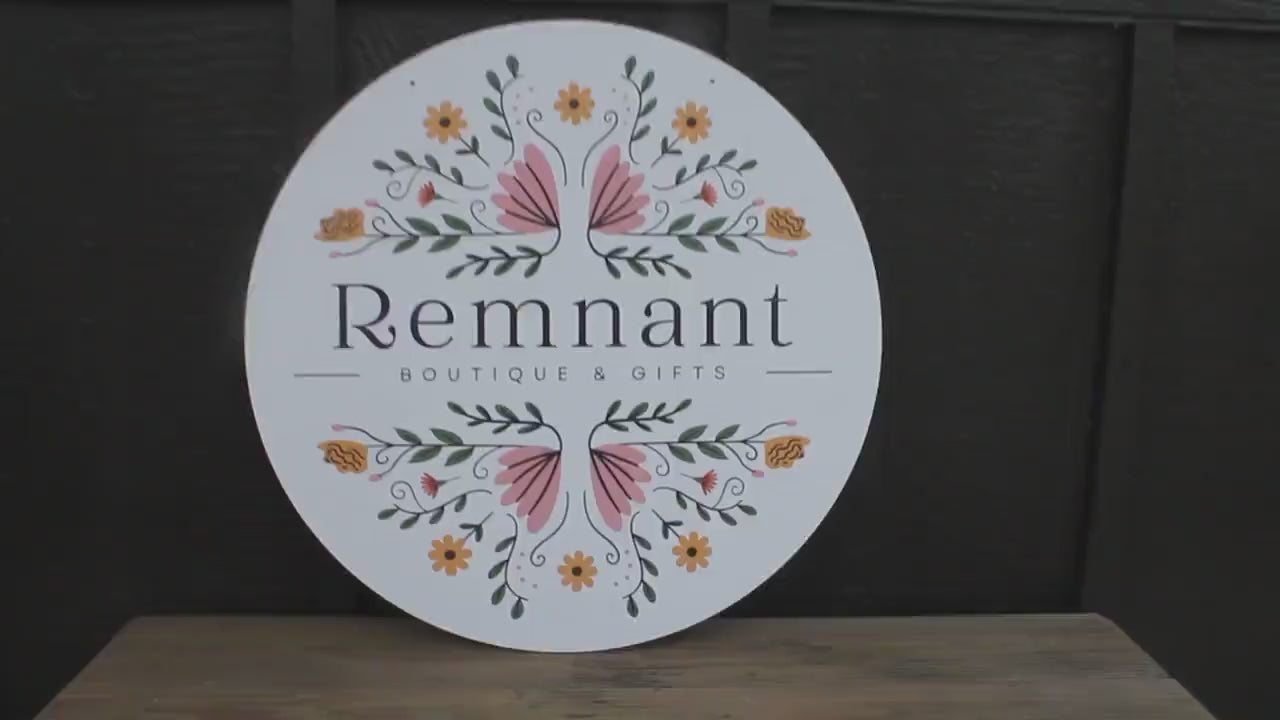 Custom Logo Wood Sign: Round Small Business Display