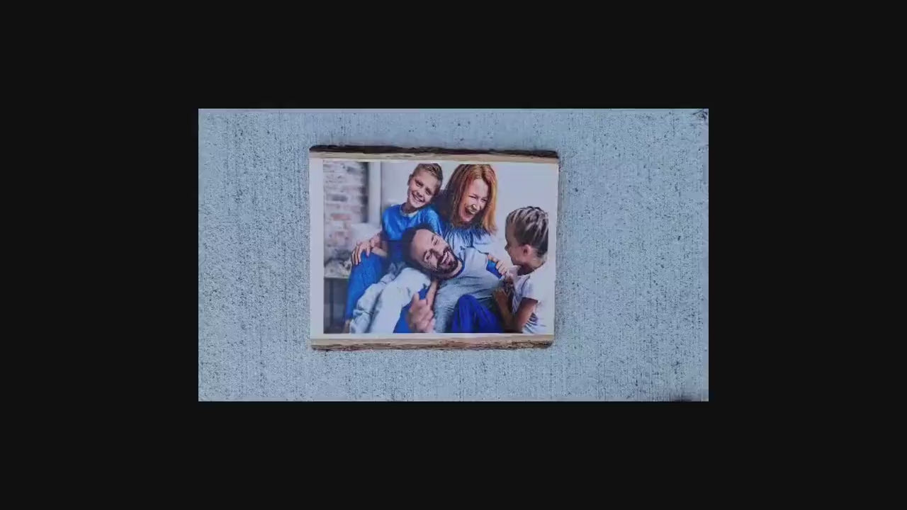 Custom Family Photo Balsa Wood Sign: Live Edge Keepsake Gift