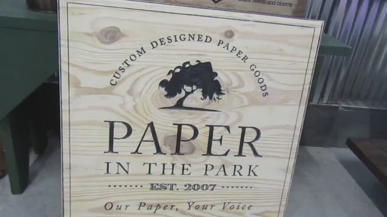 Small Business Branding Engraved Sign Decor Custom Paper Goods Business Sign Using Your Logo Rustic Shop Decor