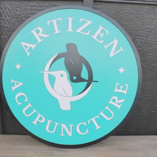 Custom Acupuncture Office Sign: Teal Doctor Therapy Logo, Personalized Wood Sign