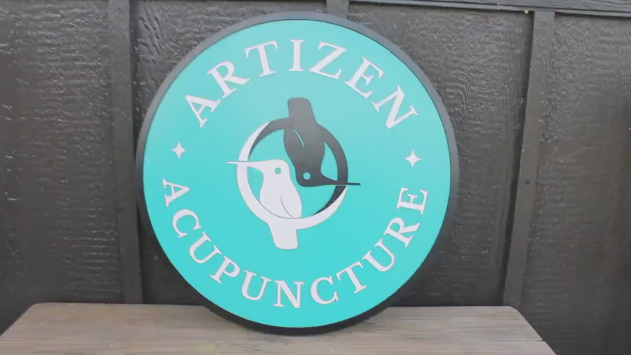 Custom Acupuncture Office Sign: Teal Doctor Therapy Logo, Personalized Wood Sign
