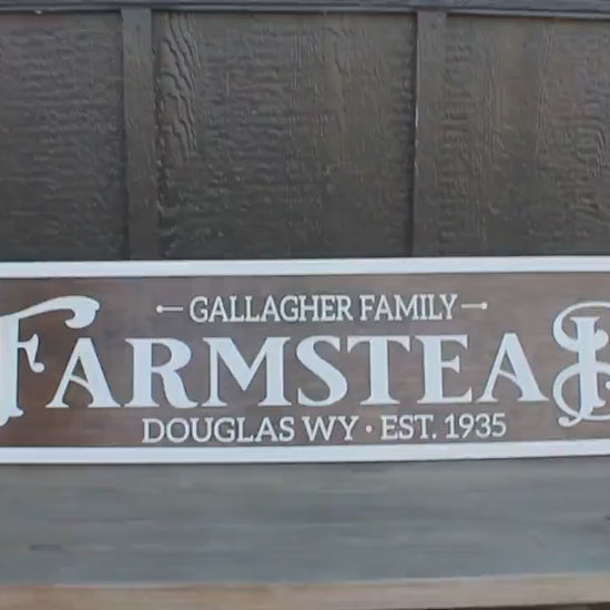 Large Family Sign 3D Large Custom Farmstead Sign Over-sized Rustic Wood Brown and White Country Western Ranch Your Name Established Custom
