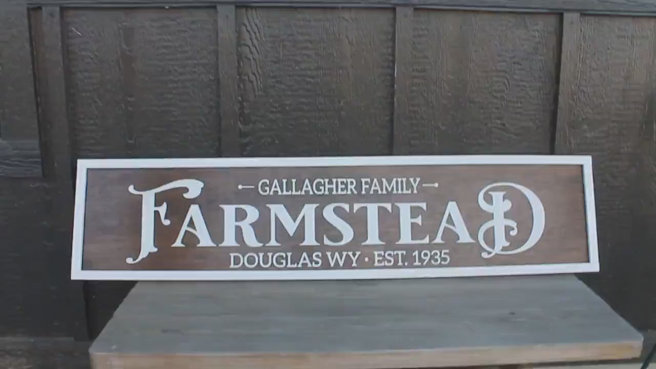 Large Family Sign 3D Large Custom Farmstead Sign Over-sized Rustic Wood Brown and White Country Western Ranch Your Name Established Custom