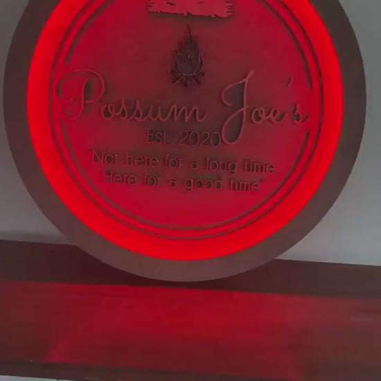 Custom Light Up Logo Sign: Wooden Business Sign with Remote
