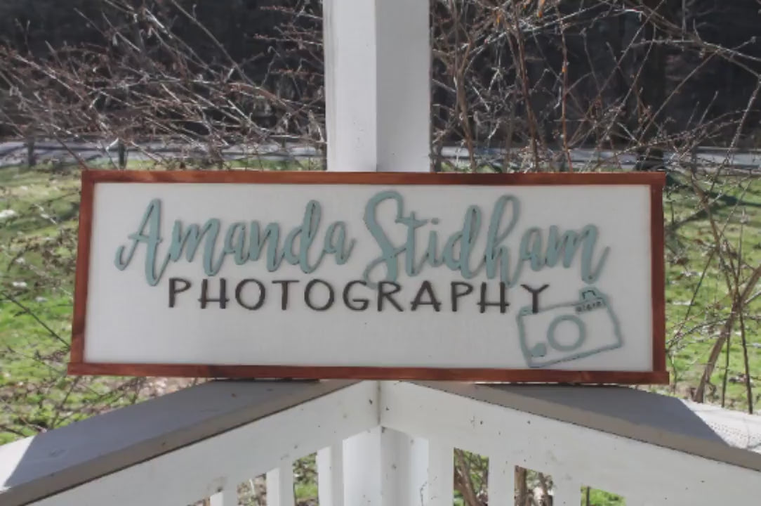 Custom Wood Photo Studio Sign: Laser-Cut Business Logo