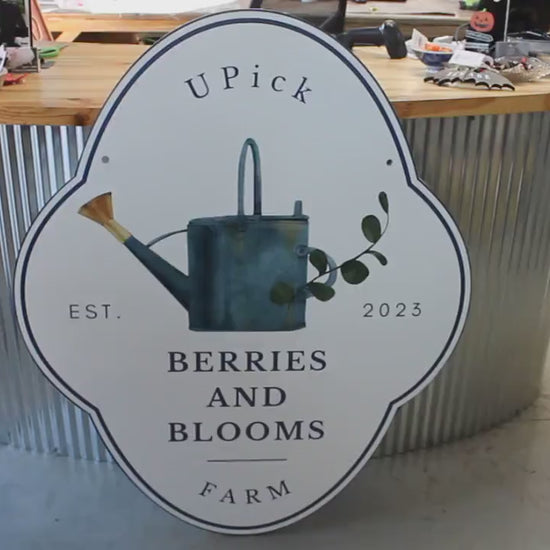 Custom UPick Garden Sign – Waterproof PVC, Contour Watering Can, Fade & Mold Resistant