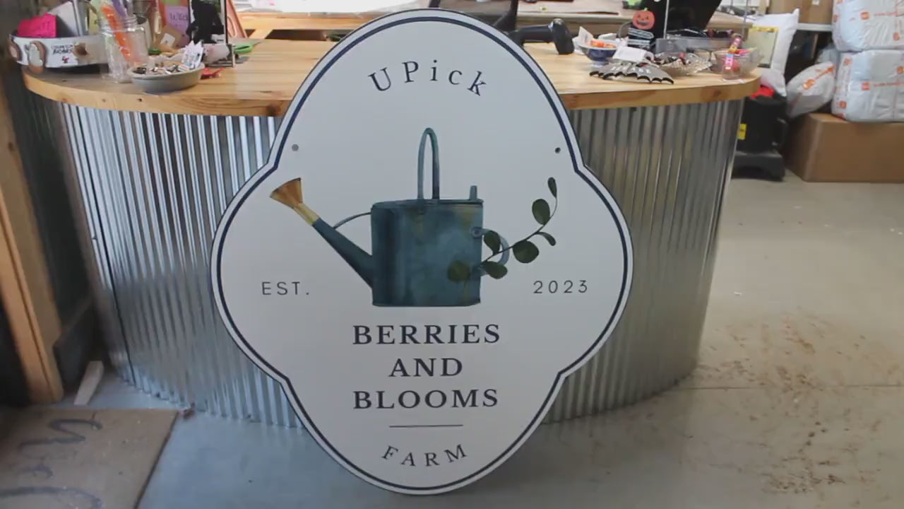Custom UPick Garden Sign – Waterproof PVC, Contour Watering Can, Fade & Mold Resistant