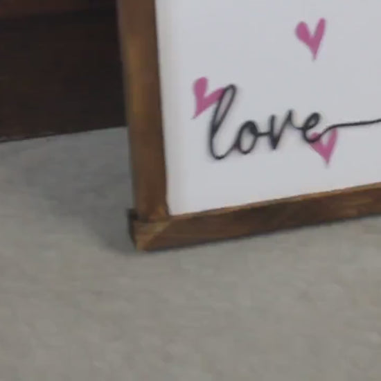 Love Little Hearts Pink Giftable Printed and Raised Sign Decor Party Valentine Cute  Handmade Wooden 3d Color Wall Art Decoration