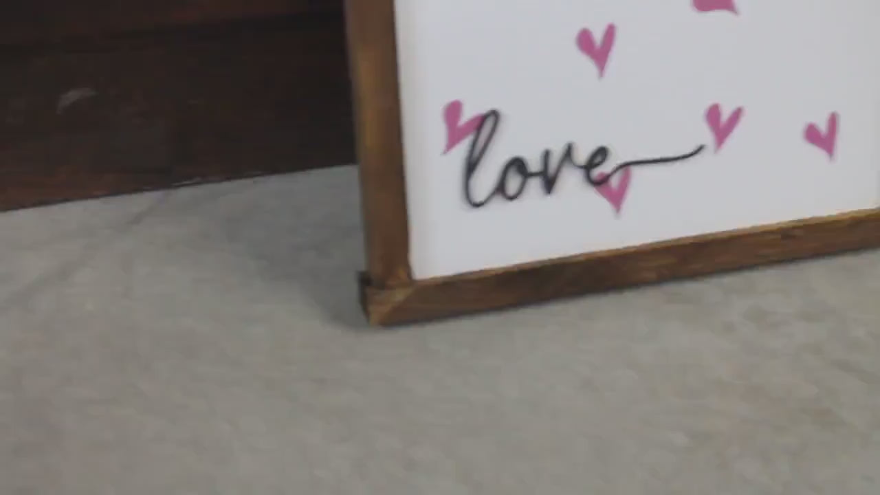 Love Little Hearts Pink Giftable Printed and Raised Sign Decor Party Valentine Cute  Handmade Wooden 3d Color Wall Art Decoration