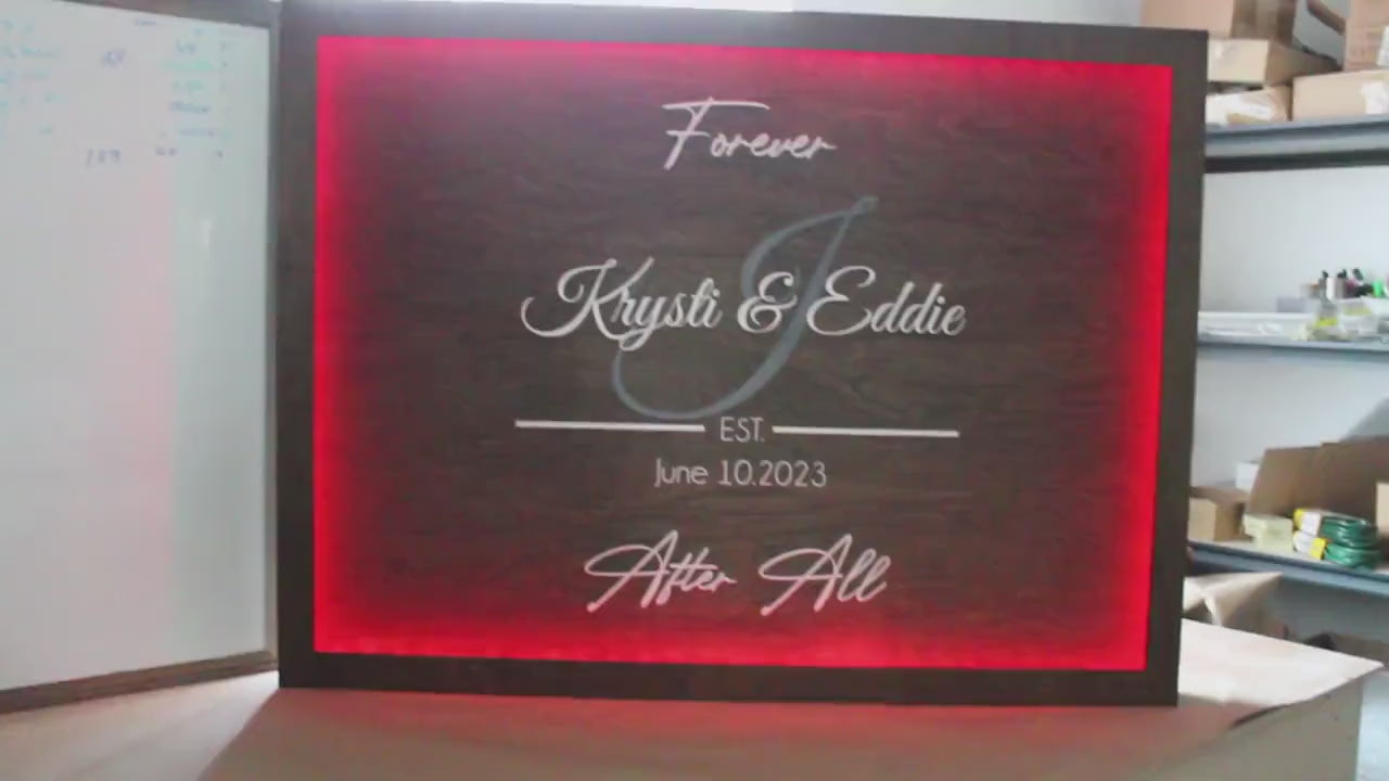 Custom Wood Lit Wedding Sign, Personalized, Party, LED, Entrance Light, Remote, Electric, Light Up,  Use your Logo, Wood, Wooden