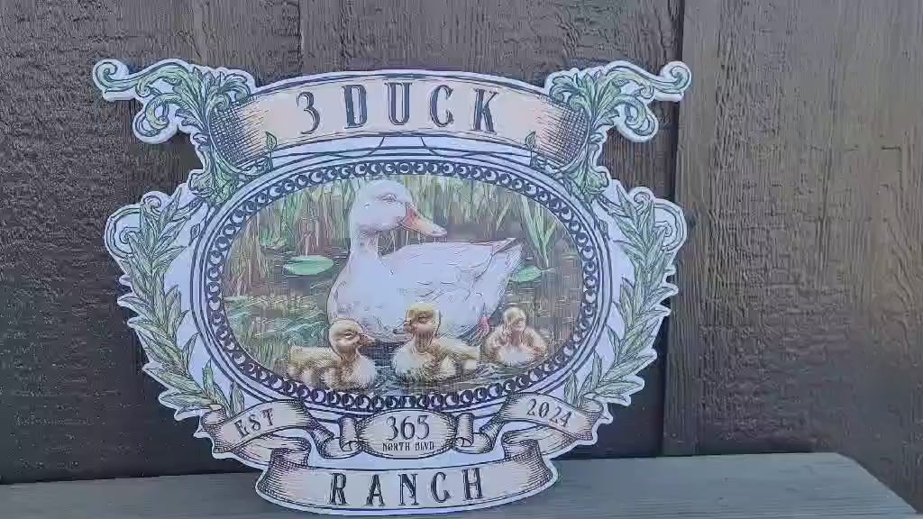 Custom Shape UV Printed Plastic Ranch Sign • Personalized Farm Duck Sign • Durable Outdoor/Indoor Printed Business or Homestead Decor