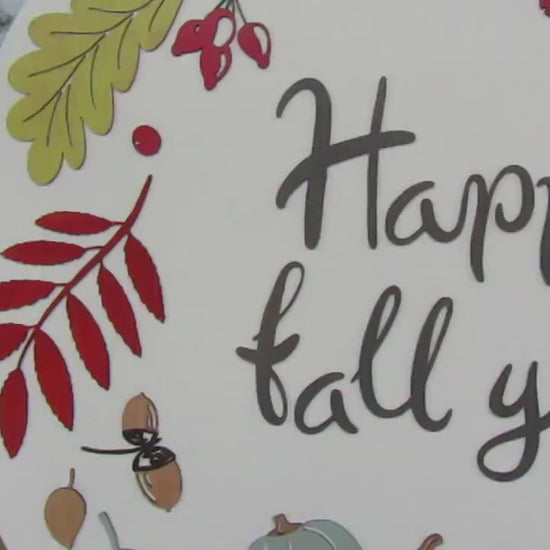 Handmade Fall Door Sign: Blue Truck, Pumpkins & Leaves