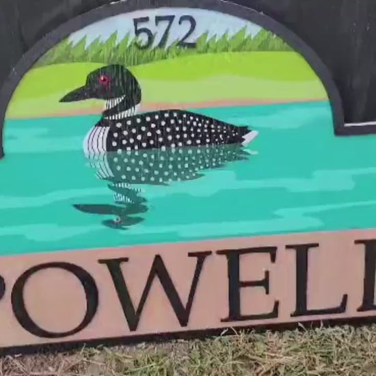 Custom 3D Wood Last Name Sign: Loon Lake Address Plaque
