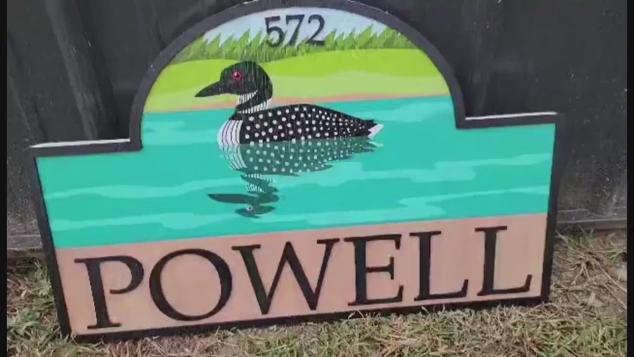 Custom 3D Wood Last Name Sign: Loon Lake Address Plaque