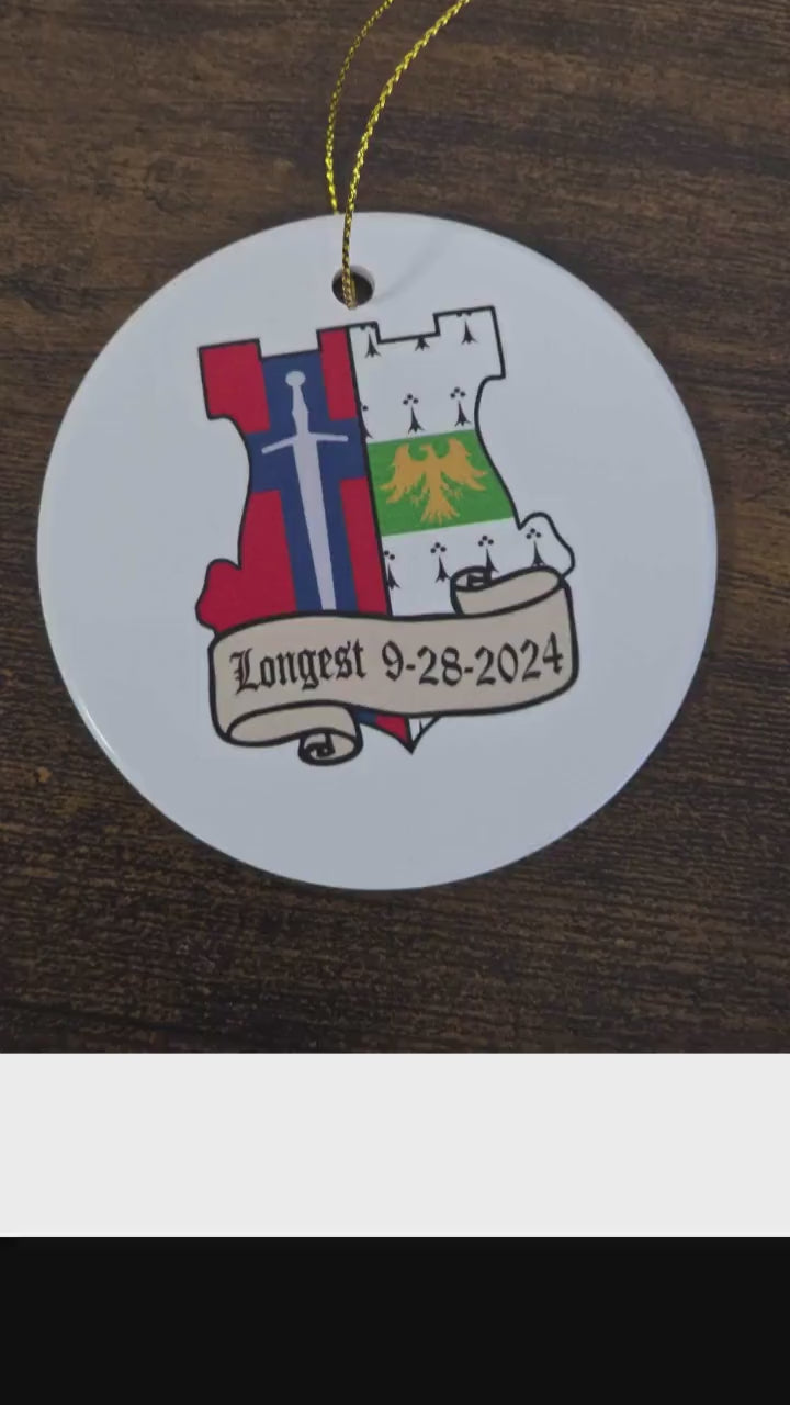 Ceramic Crest Ornament Keepsake Image Wedding Anniversary Printed Christmas Gift Personalized Birthday Memory Round cute Holiday Custom