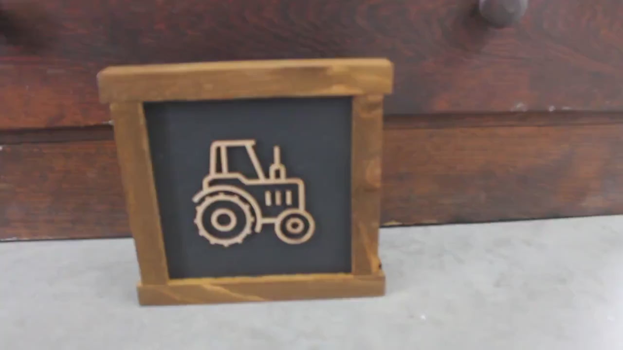 Handmade Tractor Wood Sign: 3D Farmhouse Decor