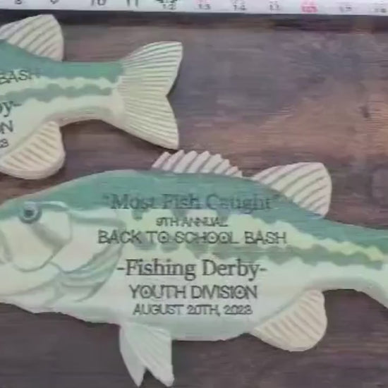Customizable Fish Plaque Fisher Gift for men Gift for him Personalized Fisherman Bass Largemouth Printed Color Wooden Man Cave