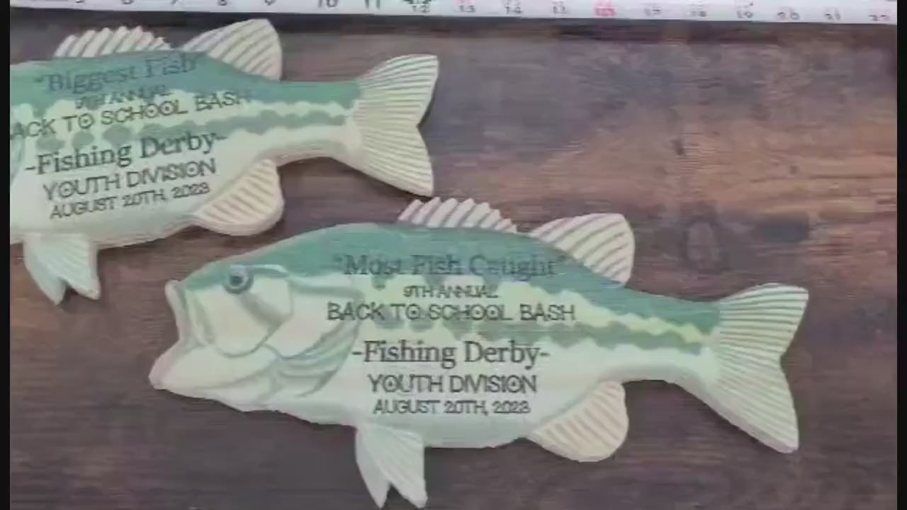 Customizable Fish Plaque Fisher Gift for men Gift for him Personalized Fisherman Bass Largemouth Printed Color Wooden Man Cave