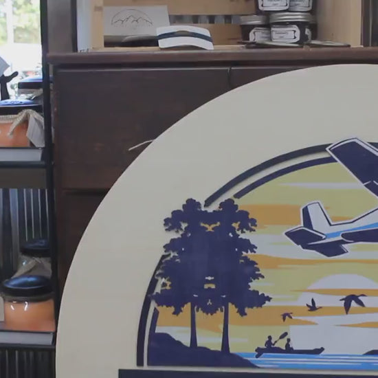 Custom Business Logo Sign: Round Wood Store Front Signage