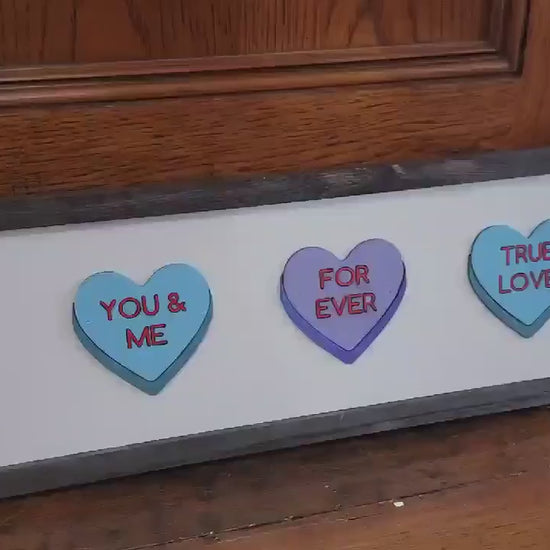 Valentines Day Conversation Hearts Purple Blue You and Me Forever True Love Handmade Gift for Her Love Story Framed Home Decor