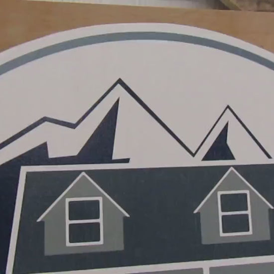 Custom Wooden Sign Commerical Signage Uv printed Logo 3D Letters Color Personalized Round Campground Mountains Cabin Woods Forest Bear Fish