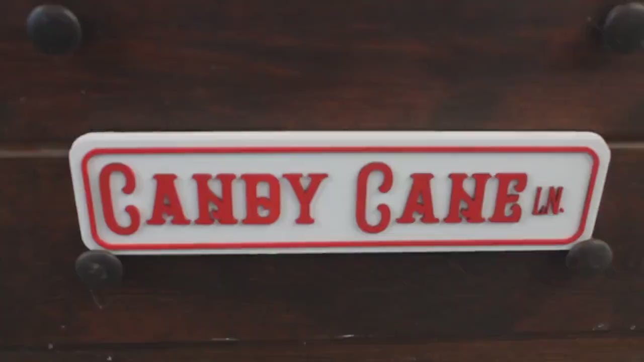 Candy Cane Lane Street Sign Directional Christmas Winter Santa Wooden Handmade Decor Prop Decoration Layered Sign 3D