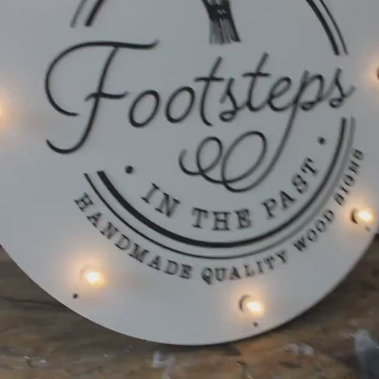Custom Marquee Logo Sign: Lighted Wood Business Sign