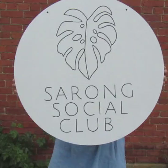 Custom Printed Wood Sign: Tropical Monstera Leaf, Personalized Social Club