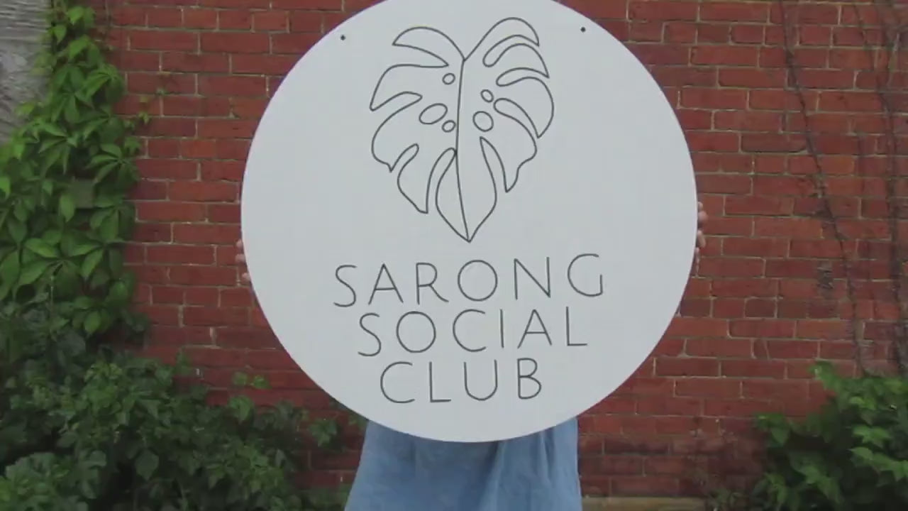 Custom Printed Wood Sign: Tropical Monstera Leaf, Personalized Social Club