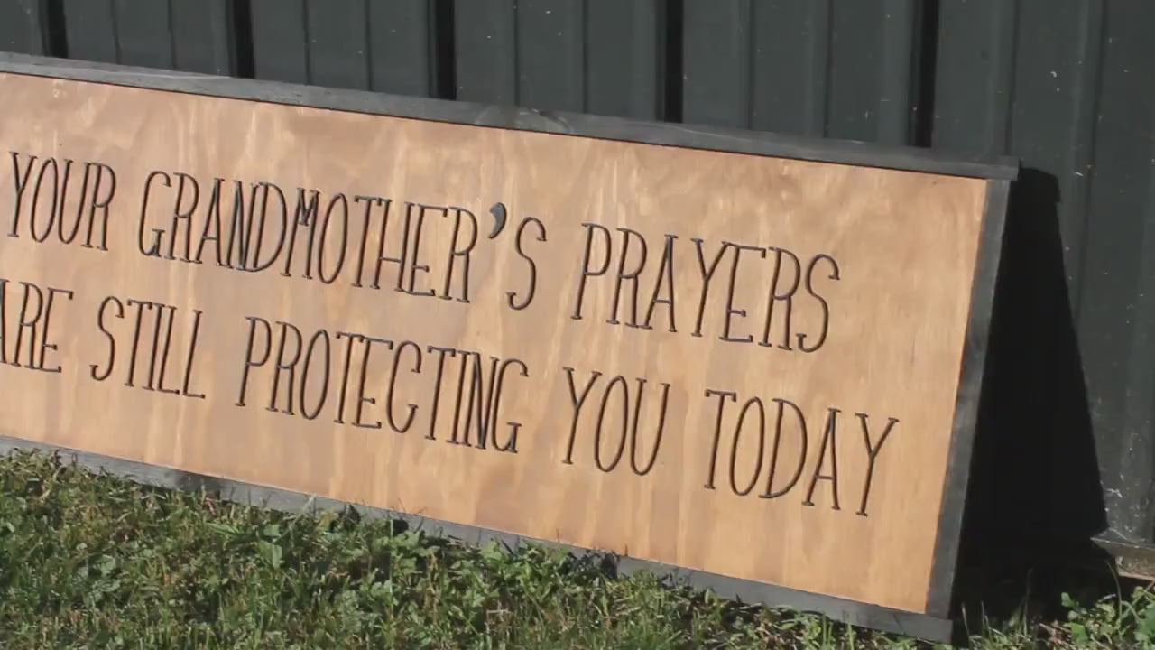 Grandmas Prayers Protection Love Family Grandmother Biblical Home Decor Uplifting 3D Handmade Wall Art Inspirational Raised Wooden Sign
