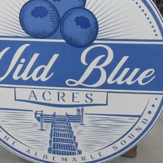 Blueberry Farm Logo Sign: UV Printed Wooden Business Sign