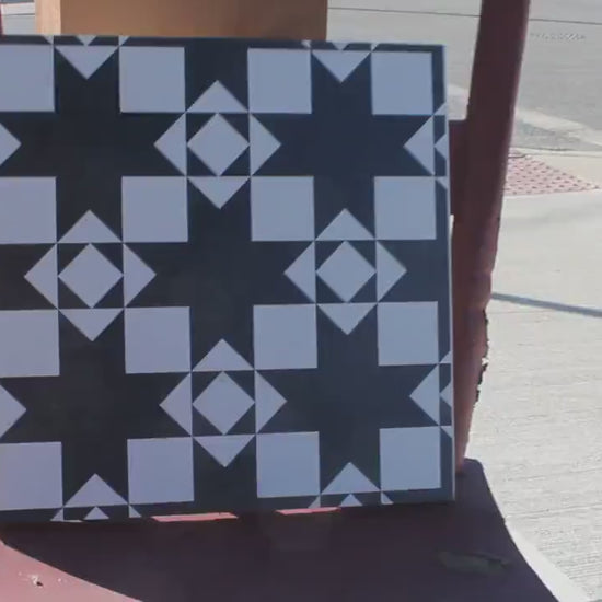 Barn Quilt Wood Sign: Black and White Geometric Western Decor