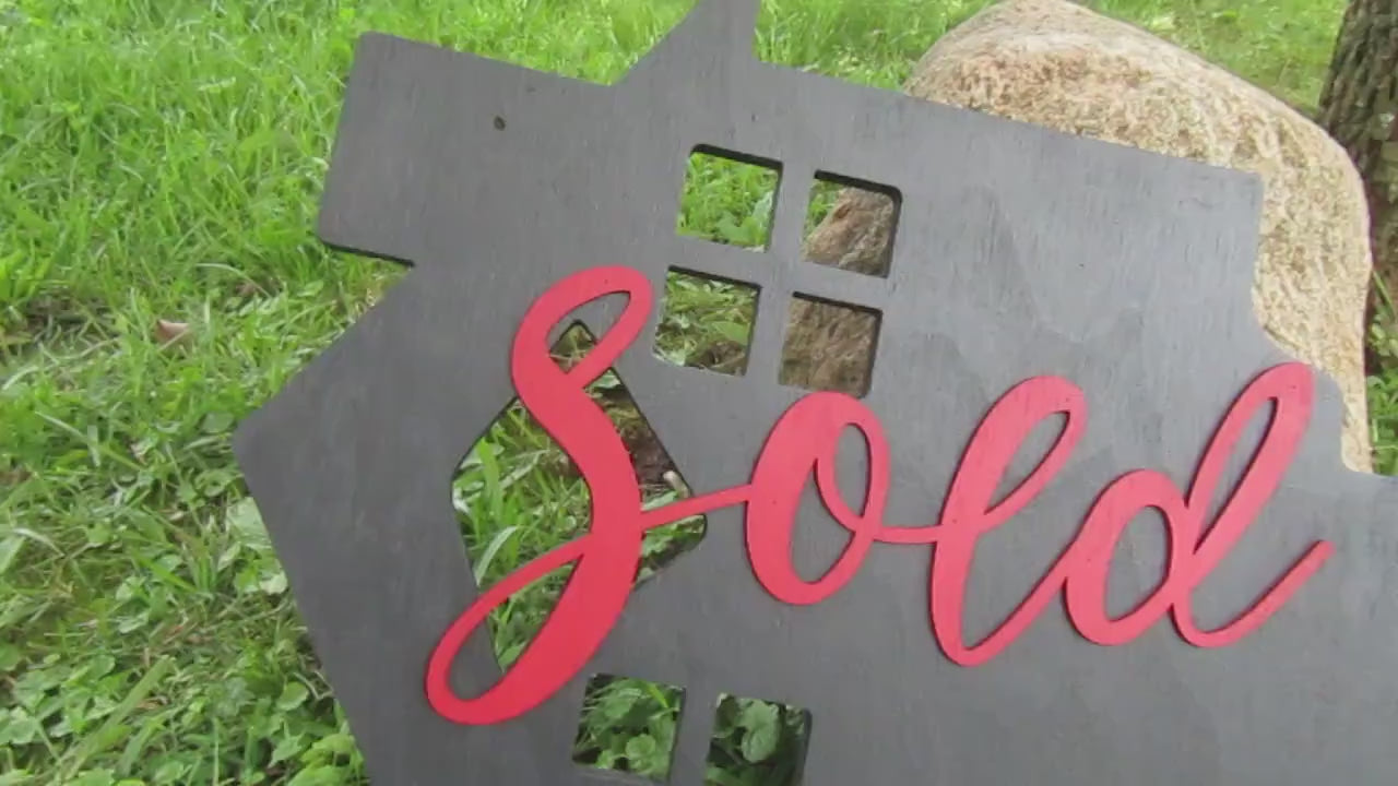 Custom Realtor Sold Sign: Wooden Key-Shaped Signage