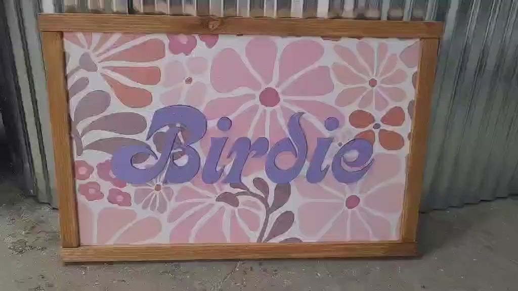 Custom UV Printed Name Sign • Floral Personalized Wall Art • Raised Text Wood Sign • Girls Room Decor • Framed Custom Name Plaque