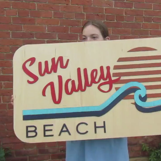 Custom Wood Water Park Sign: 3D Laser-Cut Beach Theme