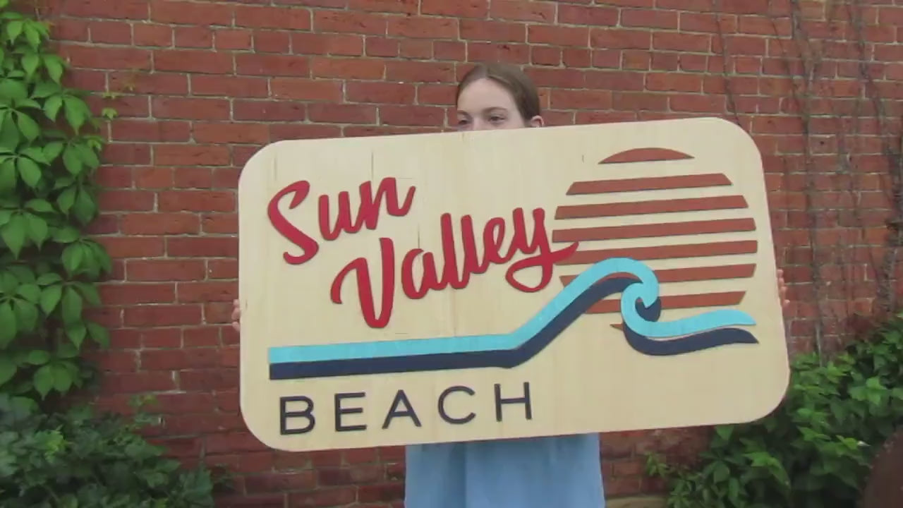 Custom Wood Water Park Sign: 3D Laser-Cut Beach Theme