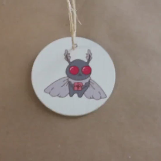 Moth man Present Gift  festive Cryptic Ornament Collector Mythical Printed  Keychain Giftable Gift for Him Gift for her  Wooden