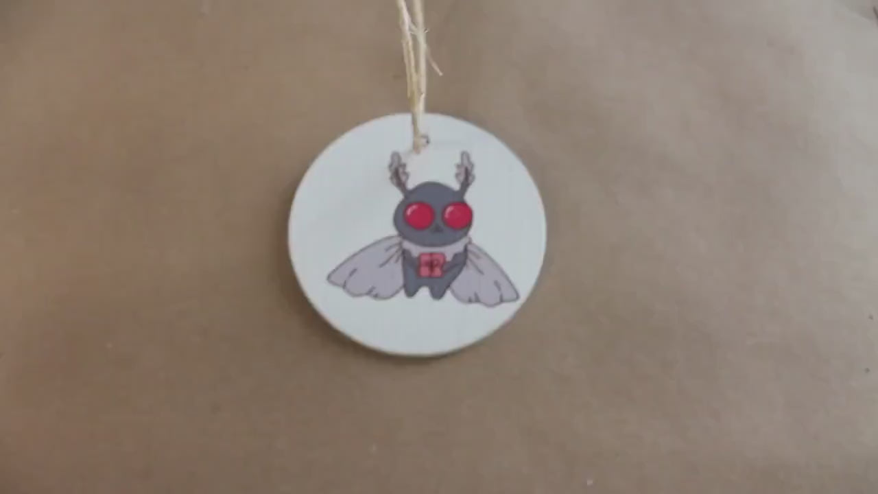 Moth man Present Gift  festive Cryptic Ornament Collector Mythical Printed  Keychain Giftable Gift for Him Gift for her  Wooden