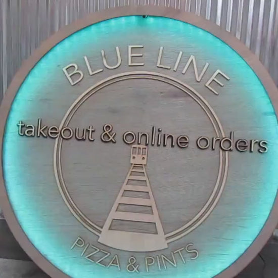 Custom Restaurant LED Sign: Handmade Wooden Business Logo
