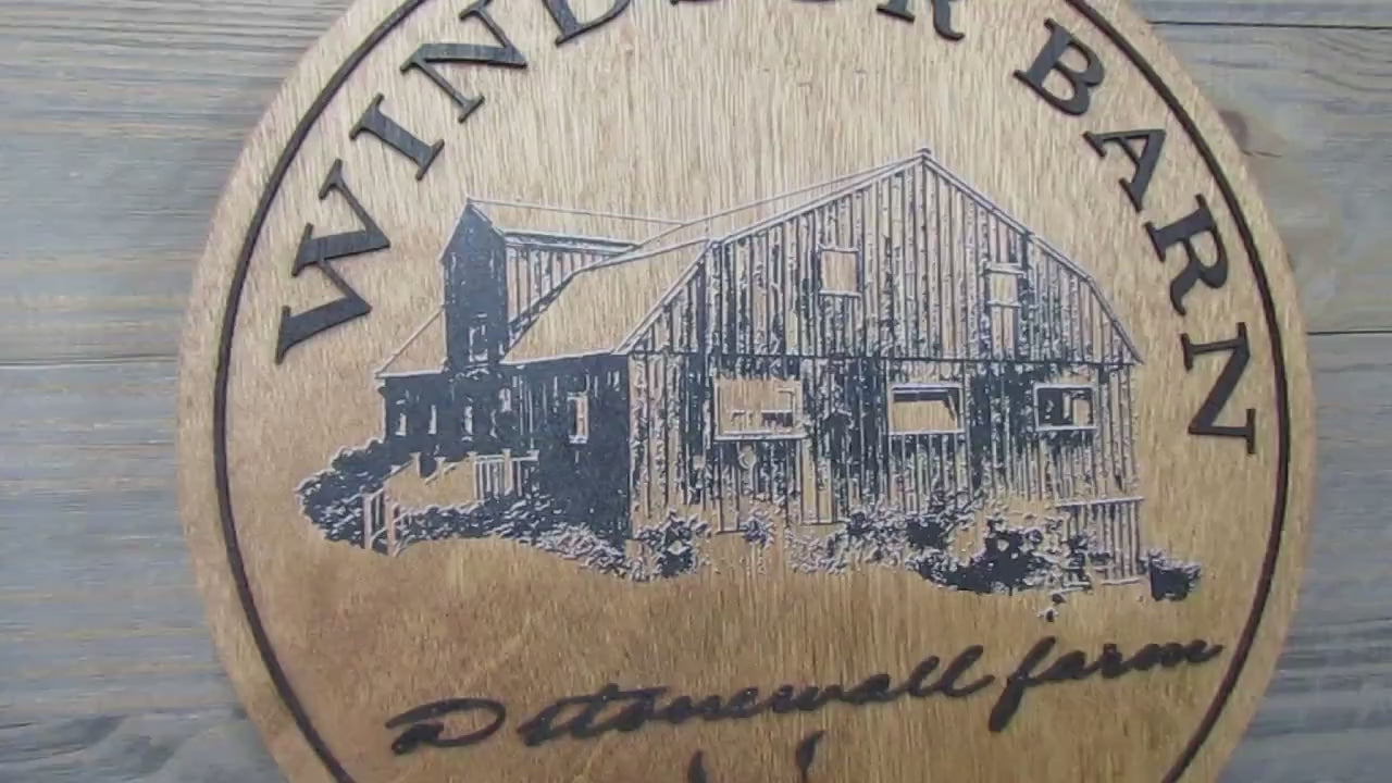 Family Farm Business Windsor Barn Establishment Printed Photo Handwriting Piece Custom Wooden Sign Gift Heirloom Generational Keepsake