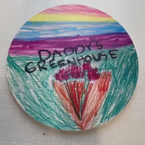 Personalized Kids Drawing Art Garden Waterproof Sign Smooth Round Circle Outdoor Ready your Art Great for hanging or wall mounted