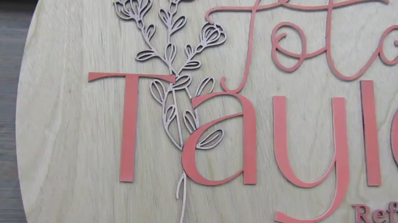 Personalized Refillery Thrift Store Wooden Sign Woodgrain Pink Floral Commerical Signage Natural Sustainable Raised Letters Logo Custom Sign