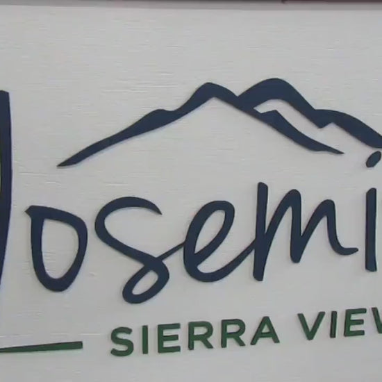 Large Custom Wood Business Sign Mountain Range Yosemite Country Club Signage Framed Raised Letters 3D Your Logo Personalized Made to Order