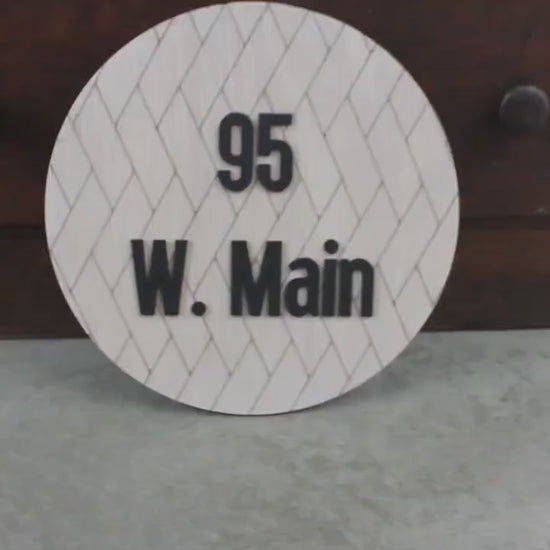 Custom Address Chevron Sign Your Address Name Here Laser Cut Layered Home Round Subway Tile Herringbone  Made to Order Wooden Handmade