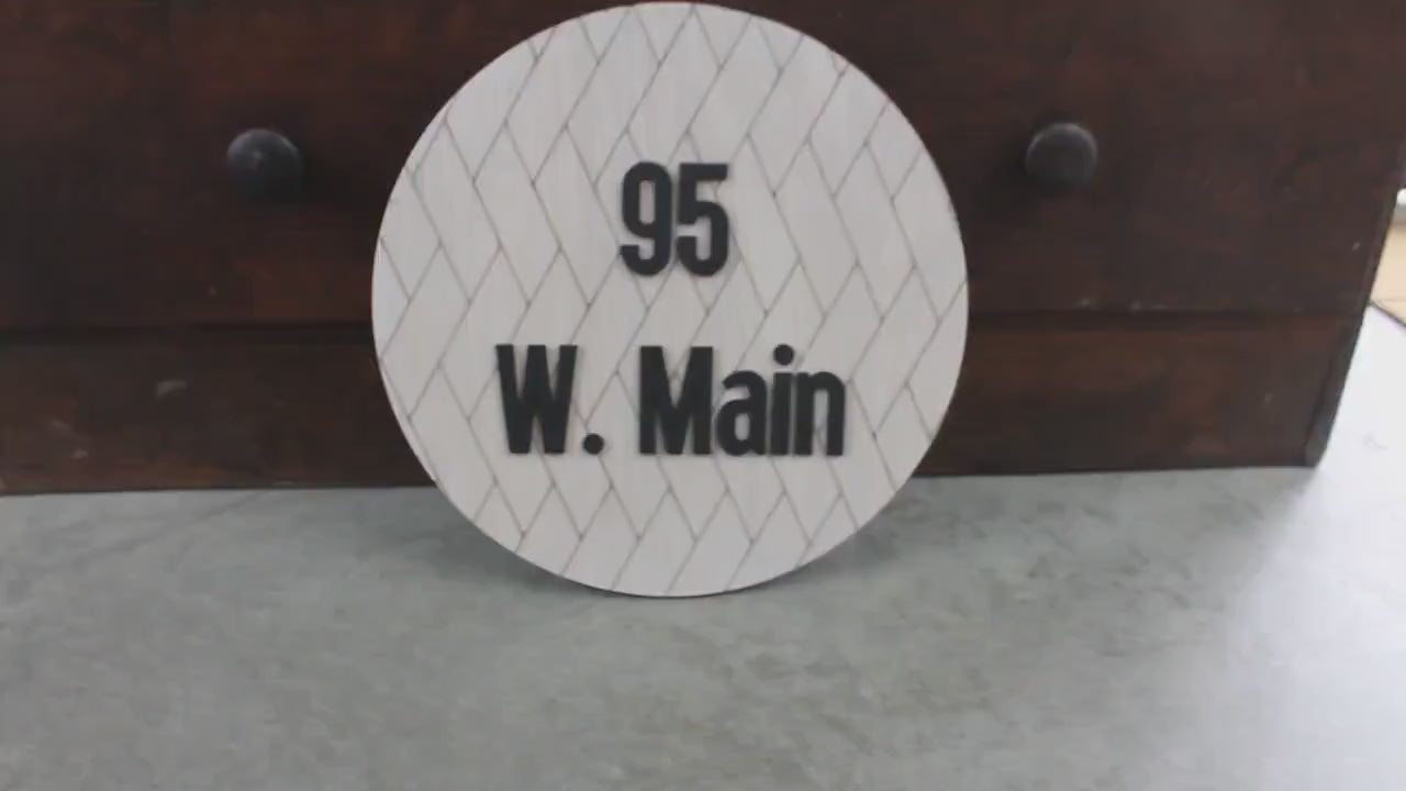 Custom Address Chevron Sign Your Address Name Here Laser Cut Layered Home Round Subway Tile Herringbone  Made to Order Wooden Handmade