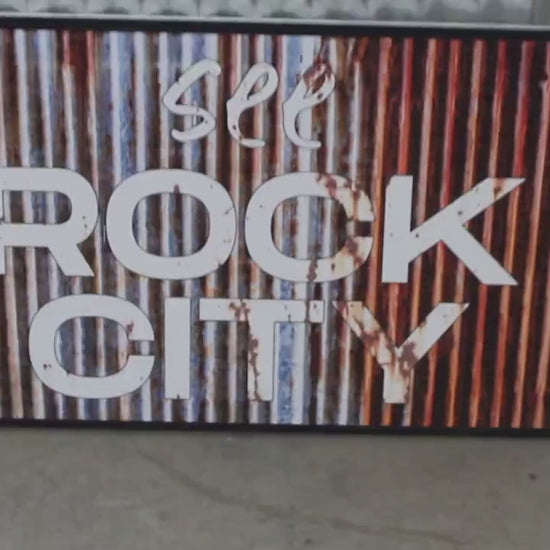 See Rock City Faux Metal UV Print Hanging Decorative Rustic Sign Country Pretty Outdoor Decor House PVC Square