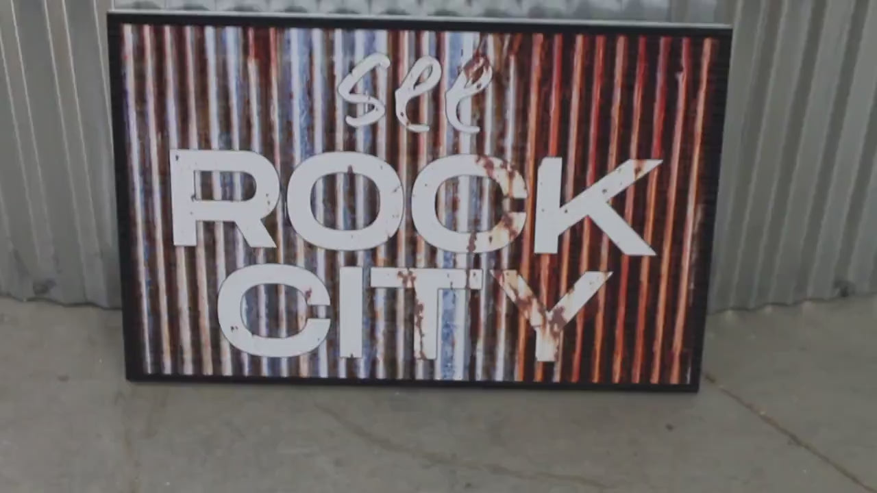 See Rock City Faux Metal UV Print Hanging Decorative Rustic Sign Country Pretty Outdoor Decor House PVC Square