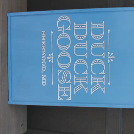 Custom Business Logo Sign: Blue Wood, 3D Layered Letters